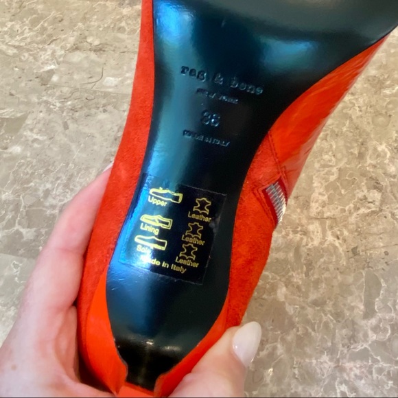 RAG & BONE Beha Bootie Red Suede & Patent Leather Point Toe Healed Ankle - Picture 7 of 8